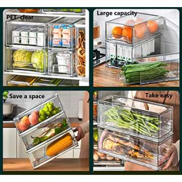 YouLike Stackable Refrigerator Organizer Drawer - 2 Pack