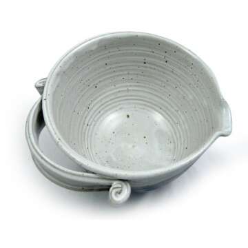 Modern Artisans American Made Stoneware Pottery Batter Bowls, 3-Piece Nesting Set, French Blue Glaze