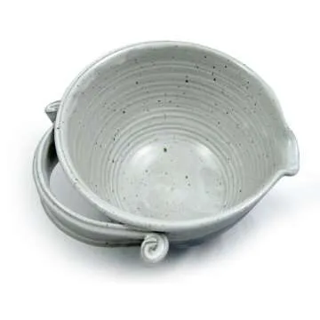 Modern Artisans American Made Stoneware Pottery Batter Bowls, 3-Piece Nesting Set, French Blue Glaze