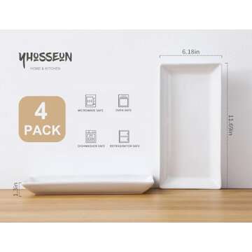 YHOSSEUN Porcelain Serving Platters Rectangular Trays White Serving Platters for Party, Stackable Se...