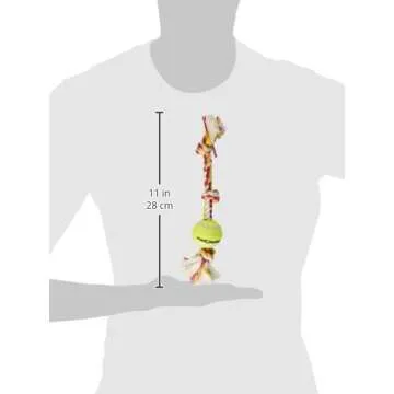 Mammoth Flossy Chews Color 3 Knot Tug w/Mini Tennis Ball – Premium Cotton-Poly Tug Toy for Dogs – Interactive – Rope Dog Toy for Small Dogs - Mini 11”