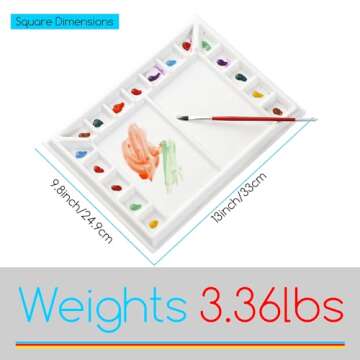 MEEDEN Ceramic Watercolor Palette：Large Porcelain Artist Paint Palette Rectangle 13 x 9.8 inch - A...
