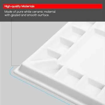 MEEDEN Ceramic Watercolor Palette：Large Porcelain Artist Paint Palette Rectangle 13 x 9.8 inch - Art Mixing Tray for Gouache, Watercolor, Acrylic Painting - Without a Lid