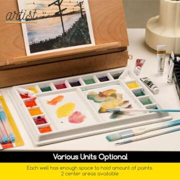 MEEDEN Ceramic Watercolor Palette：Large Porcelain Artist Paint Palette Rectangle 13 x 9.8 inch - Art Mixing Tray for Gouache, Watercolor, Acrylic Painting - Without a Lid