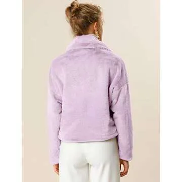 Allegra K Women's Winter Wedding Faux Fur Bolero Jacket Loose Formal Faux Fur Coat Large Taro Purple