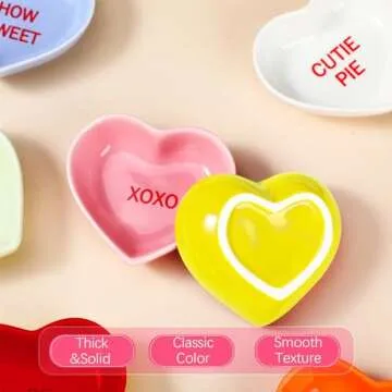 Hushee 8 Pcs Heart Shaped Bowls Valentine's Day 8 Color Heart Ceramic Side Bowl Sweet Talk Sauce Dishes Seasoning Dishes Soy Dipping for Wedding Birthday Party