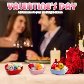 Hushee 8 Pcs Heart Shaped Bowls Valentine's Day 8 Color Heart Ceramic Side Bowl Sweet Talk Sauce Dishes Seasoning Dishes Soy Dipping for Wedding Birthday Party