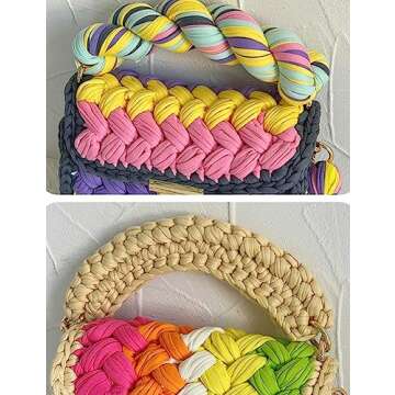 Tote Purse Crossbody Bags for Women Chunky Yarn Knit Shoulder Bag Crochet Handbags Handwoven Tote Bag Clutch Flap Evening Bag