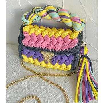 Tote Purse Crossbody Bags for Women Chunky Yarn Knit Shoulder Bag Crochet Handbags Handwoven Tote Bag Clutch Flap Evening Bag