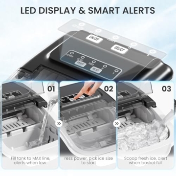 Kismile Countertop Ice Maker, 26Lbs/Day, Portable Ice Maker