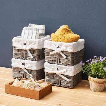 EZOWare Set of 4 Decorative Storage Baskets for Every Room