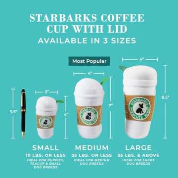 Haute Diggity Dog Starbarks Coffee Cup, Plush Designer Dog Toys with Interactive Squeaker, Stimulating Pet Enrichment, Machine-Washable & Safe Materials for All Breeds, Size Small