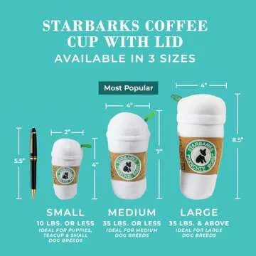 Haute Diggity Dog Starbarks Coffee Cup, Plush Designer Dog Toys with Interactive Squeaker, Stimulating Pet Enrichment, Machine-Washable & Safe Materials for All Breeds, Size Small