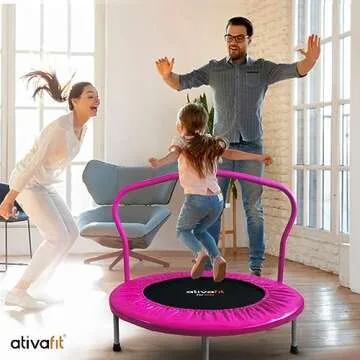 Ativafit 36'' Trampoline for Kids Foldable Mini Toddler Trampoline with Comfortable Foam Handle Play Indoor Outdoor Home Use for Boys Girls for Fun