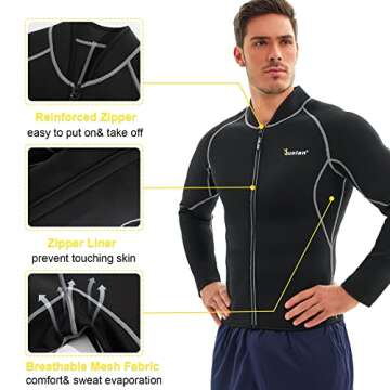 Men Sweat Neoprene Weight Loss Sauna Suit Workout Shirt Body Shaper Fitness Jacket Gym Top Clothes S...