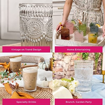 Kate Aspen Vintage Drinking Glasses Set of 6 for Stylish Cocktails