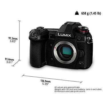 Panasonic LUMIX G9 4K Digital Camera, 20.3 Megapixel Mirrorless Camera Plus 80 Megapixel High-Resolution Mode, 5-Axis Dual I.S. 2.0, 3-Inch LCD, DC-G9 (Black)