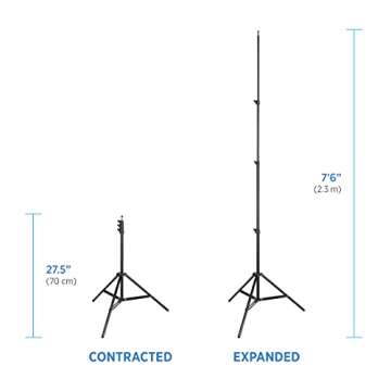 Fovitec Pack of Two Portable 7'6" Spring Cushioned Adjustable Height Aluminum Light Stand Kit with Carrying Bag, for Photo Studio and Video Lights, LED Panels, Ring Light, Monolight, and Accessories