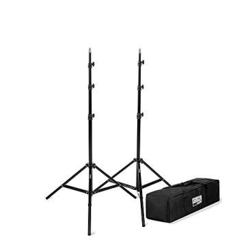 Fovitec Pack of Two Portable 7'6" Spring Cushioned Adjustable Height Aluminum Light Stand Kit with Carrying Bag, for Photo Studio and Video Lights, LED Panels, Ring Light, Monolight, and Accessories