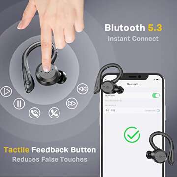APEKX Bluetooth Headphones True Wireless Earbuds with Charging Case IPX7 Waterproof Stereo Sound Earphones Built-in Mic in-Ear Headsets for Sport Running Black