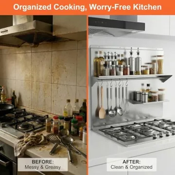 MIAOOWITH Stainless Steel Backsplash with Shelf for Kitchen