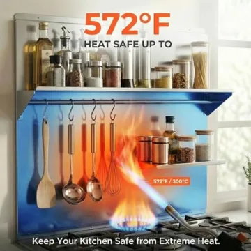 MIAOOWITH Stainless Steel Backsplash with Shelf for Kitchen
