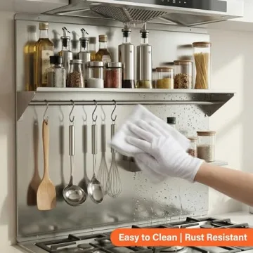 MIAOOWITH Stainless Steel Backsplash with Shelf for Kitchen