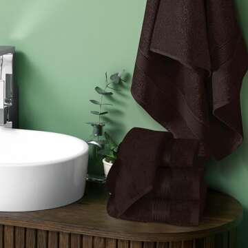 Belizzi Home Ultra Soft 6 Pack Cotton Towel Set, Contains 2 Bath Towels 28x55 inch, 2 Hand Towels 16x24 inch & 2 Wash Coths 12x12 inch, Ideal for Everyday use, Compact & Lightweight - Brown