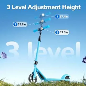 isinwheel S2 Electric Scooter for Kids Ages 6-14, 150W Motor, Adjustable Speed and Height, Colorful Lights, Double Brake, Kids Electric Scooter with Magnetic Charging, Gifts for Kids (Blue)