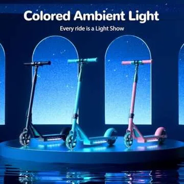 isinwheel S2 Electric Scooter for Kids Ages 6-14, 150W Motor, Adjustable Speed and Height, Colorful Lights, Double Brake, Kids Electric Scooter with Magnetic Charging, Gifts for Kids (Blue)