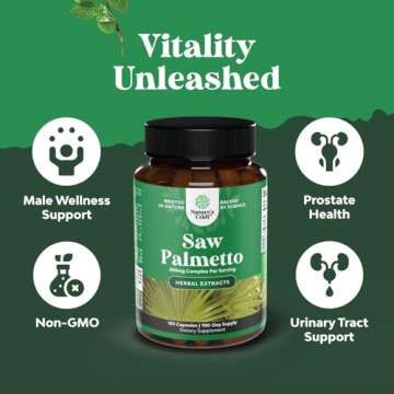 Extra Strength Saw Palmetto Extract - Advanced Herbal Complex for Hair Health and Urinary Support with Plant Sterols & Flavonoids - Potent Herbal Supplement with 500mg per Serving - 100 Capsules