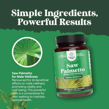 Extra Strength Saw Palmetto Extract - Advanced Herbal Complex for Hair Health and Urinary Support with Plant Sterols & Flavonoids - Potent Herbal Supplement with 500mg per Serving - 100 Capsules