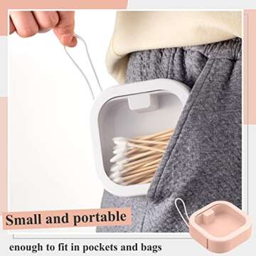 Kathfly 6 Pcs Hair Tie container Qtip Dispenser Organizer Hair Tie holder Travel Portable Qtip Bobby Pin Holder Cotton Swabs Dispenser women Hair Bathroom Storage Accessory(Pink, White)