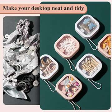 Kathfly 6 Pcs Hair Tie container Qtip Dispenser Organizer Hair Tie holder Travel Portable Qtip Bobby Pin Holder Cotton Swabs Dispenser women Hair Bathroom Storage Accessory(Pink, White)