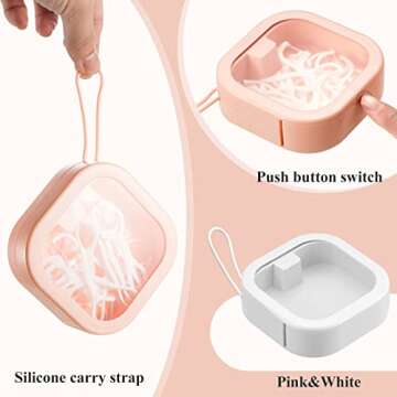 Kathfly 6 Pcs Hair Tie container Qtip Dispenser Organizer Hair Tie holder Travel Portable Qtip Bobby Pin Holder Cotton Swabs Dispenser women Hair Bathroom Storage Accessory(Pink, White)