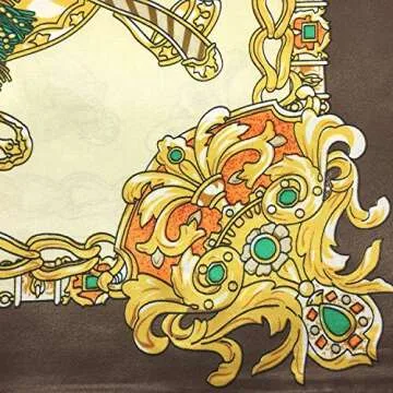 YOUR SMILE Silk Like Scarf Women's Fashion Pattern Large Square Satin Headscarf Brown Carriage