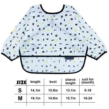 6-42 Months Toddler Baby Sleeved Bibs Waterproof Eating and Painting Smock. JNINTH