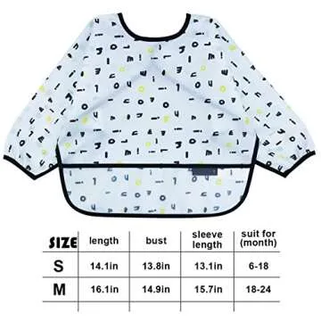 6-42 Months Toddler Baby Sleeved Bibs Waterproof Eating and Painting Smock. JNINTH