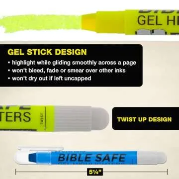 U.S. Office Supply Bible Safe Gel Highlighters, Pack of 16-2 Sets of 8 Bright Neon Fluorescent Highlight Colors Yellow, Orange, Pink, Purple, Green, Blue - Won't Bleed, Fade or Smear - Study Guide