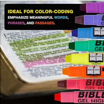 U.S. Office Supply Bible Safe Gel Highlighters, Pack of 16-2 Sets of 8 Bright Neon Fluorescent Highlight Colors Yellow, Orange, Pink, Purple, Green, Blue - Won't Bleed, Fade or Smear - Study Guide