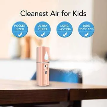 Nano Facial Mister,Portable Mini Facial Steamer Atomization Eyelash Extensions with Mirror 20ml Visual Water Tank (Pink)