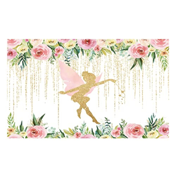 Funnytree Floral Fairy Birthday Party Backdrop - Enchanting Photo Background Decoration