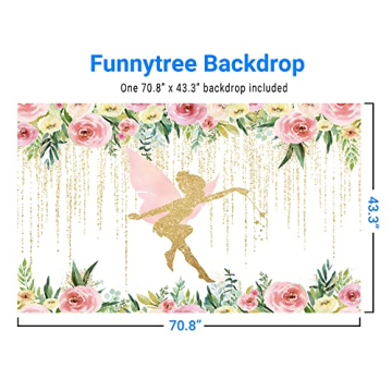 Funnytree Floral Fairy Birthday Party Backdrop for Photography