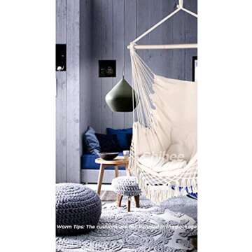 Chihee Hammock Chair Relax Hanging Chair Cotton Woven Soft Seat for Superior Comfort Durability Elegant Tassels Creative Metal Strong Spreader Bar 3-Section Combination Detachable Easy to Install