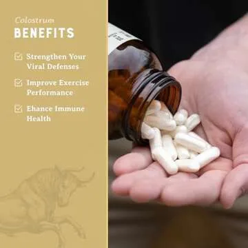 HEART & SOIL Bovine Colostrum – 3000mg Grass Fed Colostrum Supplement for Gut, Immune Support & Muscle Recovery – Non-GMO, Allergen-Free – 180 Capsules