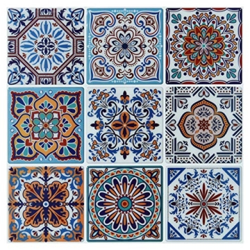 LONGKING Colorful Talavera Mexican Tile Peel and Stick Backsplash (10 Sheets)