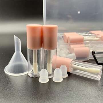 KaiLeQi 3.5ML Mini Lip Gloss Tubes Empty With Wand Pink Diy Lipgloss Making Kit for Small Businesses Refillable Lip Gloss Containers Set for Girls（20pcs in One Box）