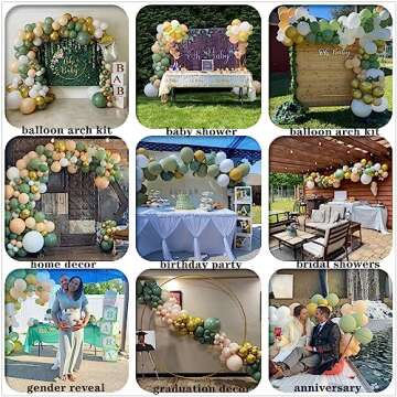 Sage Green Balloon Garland Arch Kit - 124Pcs Oh Baby Shower Balloon Garland, Retro Olive Green,Peach White and Gold Latex Balloons Arch Kit for Baby Shower,Jungle Birthday,Bridal Shower Decorations