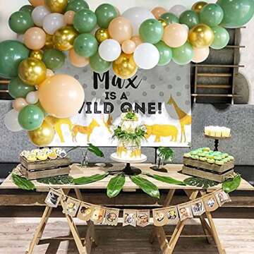 Sage Green Balloon Garland Arch Kit - 124Pcs Oh Baby Shower Balloon Garland, Retro Olive Green,Peach White and Gold Latex Balloons Arch Kit for Baby Shower,Jungle Birthday,Bridal Shower Decorations