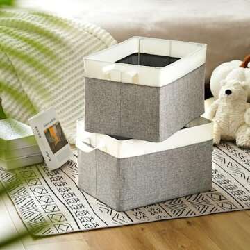 GRANNY SAYS Storage Bins with Metal Frame, Fabric Foldable Closet Organizers, Closet Storage Bins fo...